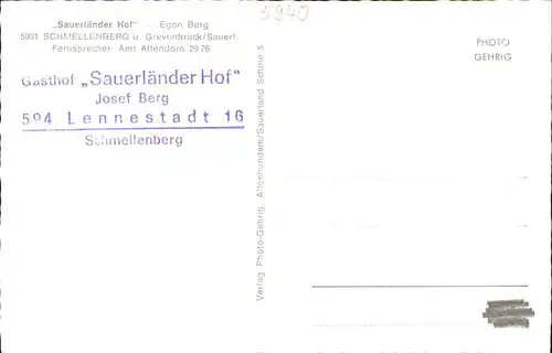Grevenbrueck Sauerlaender Hof Schmellenberg Egon Berg Kat. Lennestadt