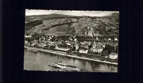 Unkel Fliegeraufnahme Rhein Schiffe Weinberge Kat. Unkel