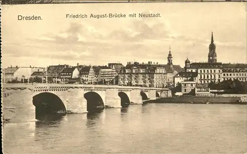 Dresden Friedrich August Bruecke mit Neustadt Kat. Dresden