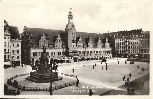 Leipzig mit Altem Rathaus und Siegesdenkmal Kat. Leipzig