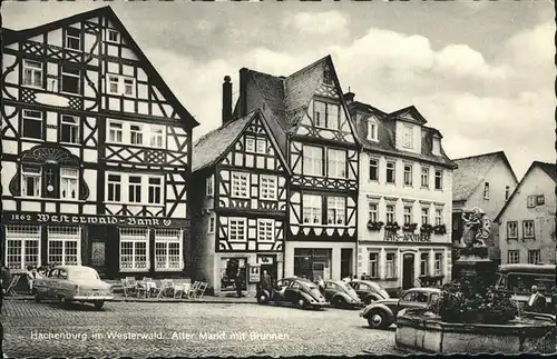 Hachenburg Alter Markt mit Brunnen Kat. Hachenburg