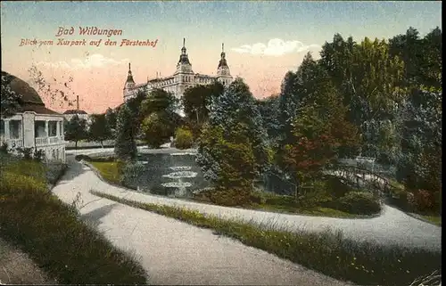 Bad Wildungen Blick vom Kurpark auf den Fuerstenhof Kat. Bad Wildungen