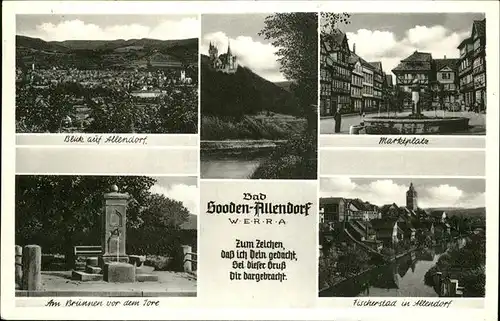 Bad Sooden Allendorf Panorama mit Marktplatz  Brunnen Burg Fischerstad Kat. Bad Sooden Allendorf