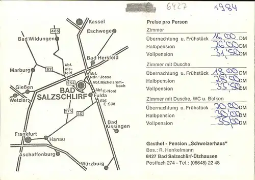 Bad Salzschlirf Gasthof Pension Schweizerhaus Kat. Bad Salzschlirf