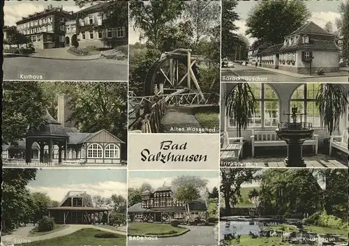 Bad Salzhausen Kurhaus Badehaus Altes Wasserrad Barockhaeuschen Trinkbrunnen  Kat. Nidda