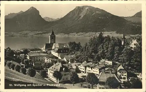 St Wolfgang Salzkammergut Teilansicht St. Wolfgang mit Sparber u. Pleckwand Wolfgangsee Kat. St. Wolfgang im Salzkammergut