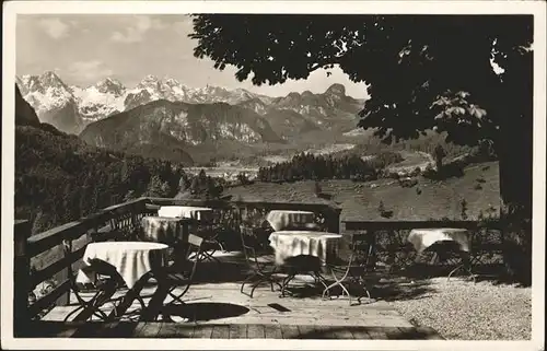 Melleck Gasthaus Melleck Blick gegen Unken und Loferer Steinberge Kat. Schneizlreuth