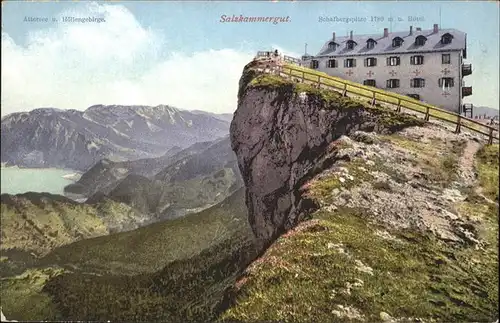 St Wolfgang Salzkammergut Schafberg mit Hotel Salzkammergut Attersee Hoellengebirge Kat. St. Wolfgang im Salzkammergut