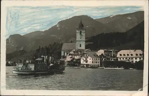 St Wolfgang Salzkammergut Teilansicht St. Wolfgang Hotel "Weisses Roessl" Landungsplatz Wolfgangsee Dampfer Kirche Salzkammergut Kat. St. Wolfgang im Salzkammergut