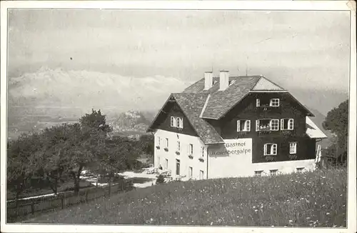 Salzburg Oesterreich Gasthof Pension Judenbergalpe am Gaisberg Aussicht auf Salzburg Festung Hohensalzburg Salzburger Gebirgspanorama Kat. Salzburg