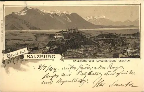 Salzburg Oesterreich Teilansicht Salzburg Blick vom Kapuzinerberg Festung Hohensalzburg Kat. Salzburg