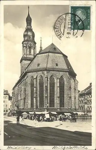 Heidelberg Marktplatz Herkulesbrunnen Heiligeistkirche Kat. Heidelberg