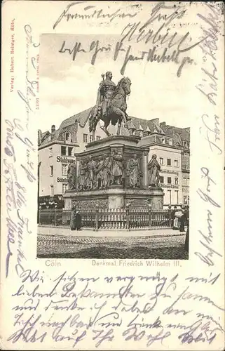 Koeln Denkmal Friedrich Wilhelm 3 Kat. Koeln