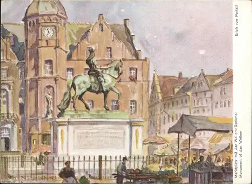 Duesseldorf Denkmal Markt Kuenstlerkarte Erich von Perfall Kat. Duesseldorf