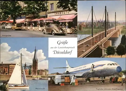 Duesseldorf Flugzeug Bruecke Koenigsallee Rhein Kat. Duesseldorf