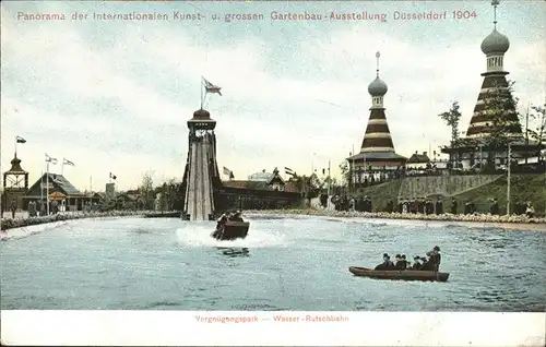 Duesseldorf Kunst- und Gartenbauaustellung 1904 Wasserrutschbahn Boote