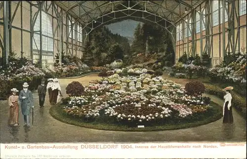 Duesseldorf Kunst- und Gartenbauaustellung 1904 Hauptblumenhalle innen