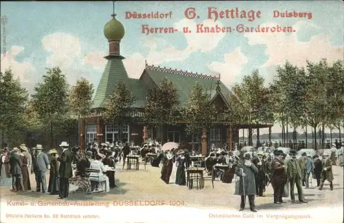 wz63079 Duesseldorf Kunst- und Gartenbauaustellung 1904 Ostindisches Cafe Flanieren Kategorie. Duesseldorf Alte Ansichtskarten