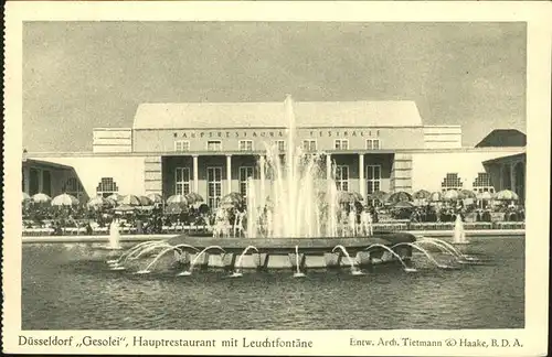 Duesseldorf Grosse Ausstellung 1926 Gesolei Hauptrestaurant Leuchtfontaene