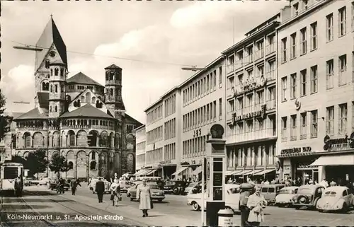 Koeln Neumarkt St. Aposteln Kirche Strassenbahn Autos