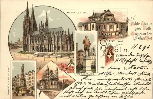 Koeln Maria Capitol Denkmal Bismark Apostel Kirchen Dom