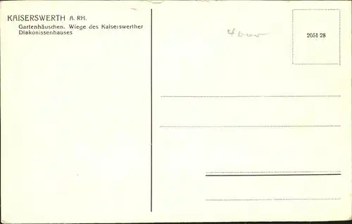 Kaiserswerth Gartenhaeuschen Wiege des Kaiserserther Diakonissenhauses