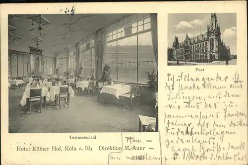 Koeln Hotel Koelner Hof M. Auer Terrassensaal Post 