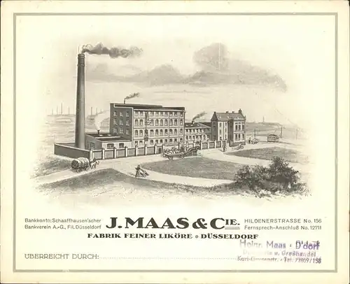 Duesseldorf J.Maas & Cie Fabrik feiner Kikoere