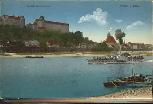 Pirna Schloss Sonnenstein Elbe Dampfer