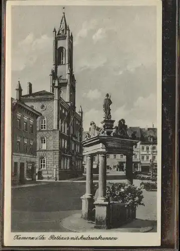 Kamenz Sachsen Marktplatz mit Rathaus und Andreasbrunnen