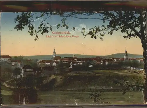 Koenigsbrueck Panoramablick vom Scheibigen Berge Kirche Feldpost