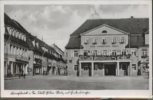 Koenigsbrueck A. H. Platz Hindenburgstrasse Hotel "Zum schwarzen Adler" Kat. Koenigsbrueck