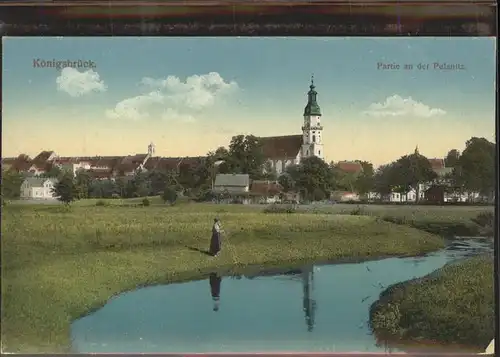 Koenigsbrueck Teilansicht Partie an der Pulsnitz Kirche Kat. Koenigsbrueck