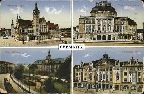 Chemnitz Neues Rathaus Altes Rathaus Neues Stadttheater Centraltheater Kat. Chemnitz