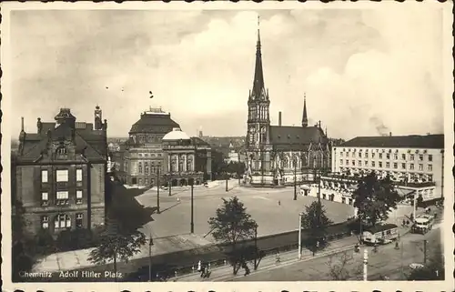 Chemnitz A.H. Platz Kirche Museum Opernhaus Kat. Chemnitz