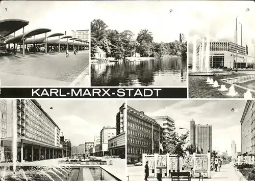 Karl Marx Stadt Omnibusbahnhof Schlossteich Stadthalle Rosenhof Ensemble Lobgedichte Kat. Chemnitz