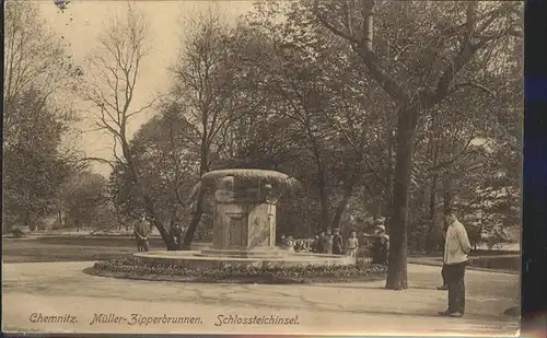 Chemnitz Mueller Zipper Brunnen Schlossteichinsel Kat. Chemnitz