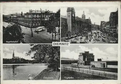 Chemnitz Hauptbahnhof Schlossteich Markt Flughafen Kat. Chemnitz