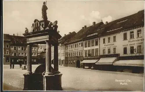 Kamenz Sachsen Marktplatz mit Brunnen Kat. Kamenz