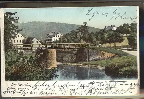 Dreiwerden Ortsansicht Bruecke Fluss Kat. Rossau Mittweida