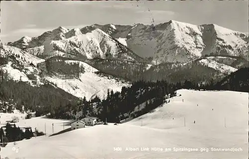 Spitzingsee Albert Link Huette gegen Sonnwendjoch Kat. Schliersee