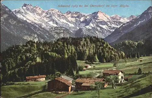 Schwand Oberstdorf Blick auf den Ort mit Alpenpanorama Kat. Oberstdorf