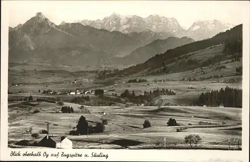 Oy Blick oberhalb Oy auf Zugspitze und Saeuling Kat. Oy Mittelberg