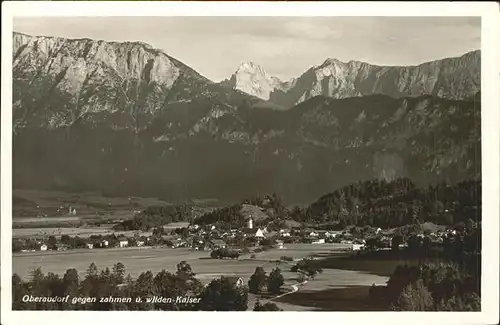 Oberaudorf Blick gegen Zahmen und Wilden Kaiser Kat. Oberaudorf