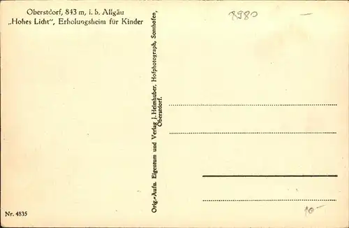 Oberstdorf Hohes Licht Erholungsheim fuer Kinder Kat. Oberstdorf