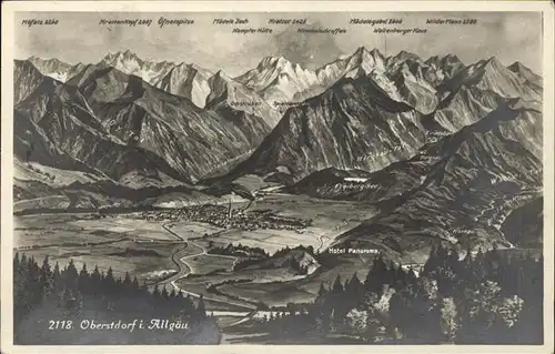 Oberstdorf Gesamtansicht mit Alpenpanorama Kat. Oberstdorf