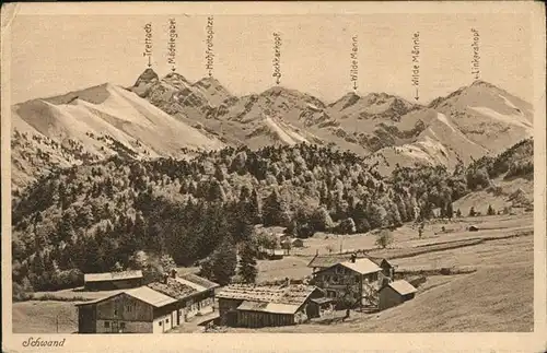 Schwand Oberstdorf Ortsansicht mit Alpenpanorama Kat. Oberstdorf