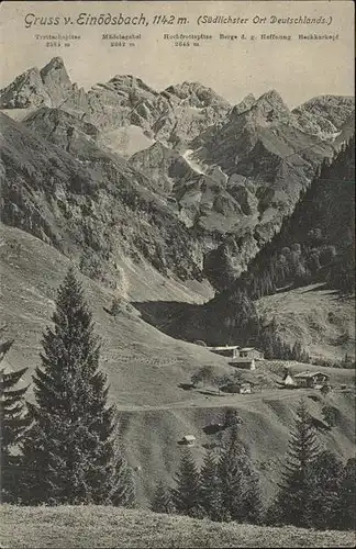 Einoedsbach Blick auf Ort mit Alpenpanorama Kat. Oberstdorf