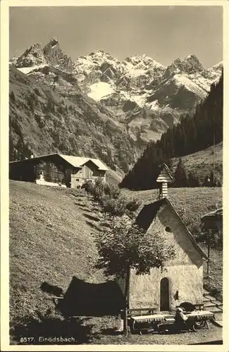 Einoedsbach mit Blick auf Maedelegabelgruppe Kat. Oberstdorf