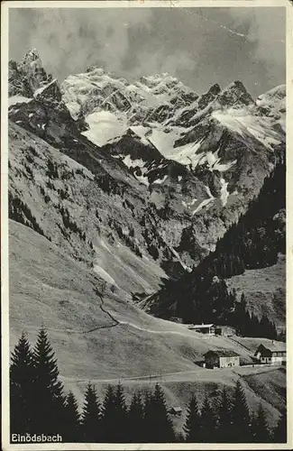 Einoedsbach Blick auf den Ort mit Alpenpanorama Kat. Oberstdorf